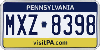 PA license plate MXZ8398