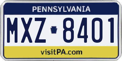 PA license plate MXZ8401
