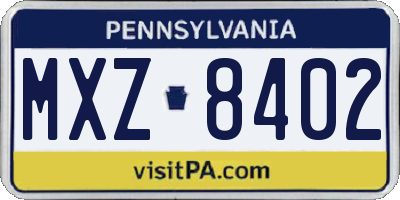 PA license plate MXZ8402