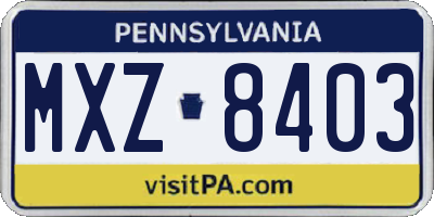 PA license plate MXZ8403