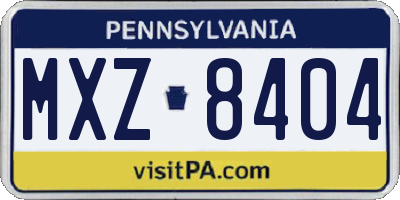 PA license plate MXZ8404