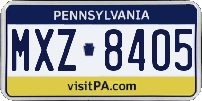 PA license plate MXZ8405