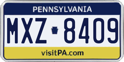 PA license plate MXZ8409