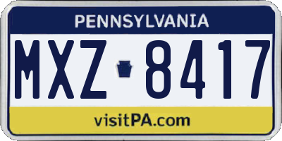 PA license plate MXZ8417