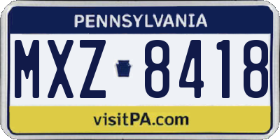 PA license plate MXZ8418