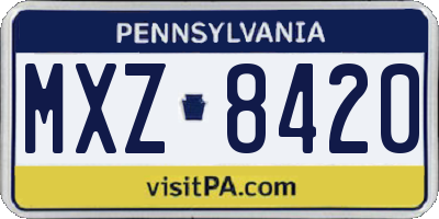 PA license plate MXZ8420