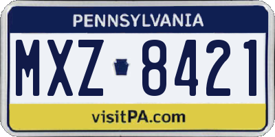PA license plate MXZ8421