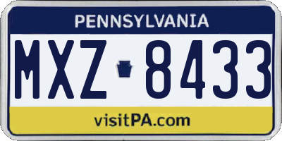 PA license plate MXZ8433