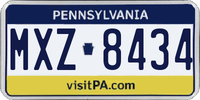 PA license plate MXZ8434