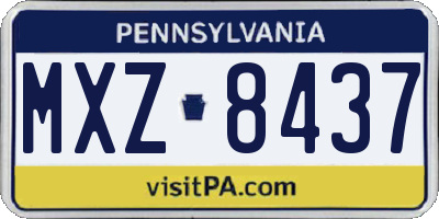 PA license plate MXZ8437