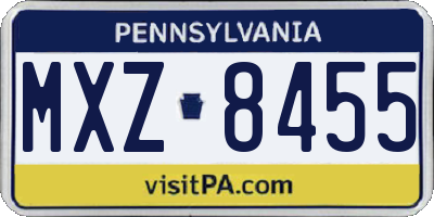 PA license plate MXZ8455