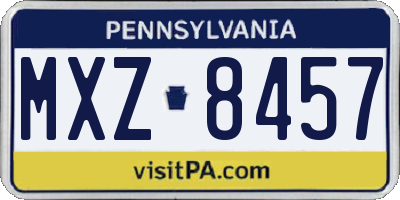 PA license plate MXZ8457