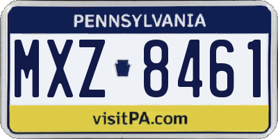 PA license plate MXZ8461