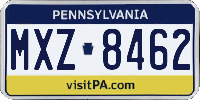 PA license plate MXZ8462