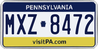 PA license plate MXZ8472