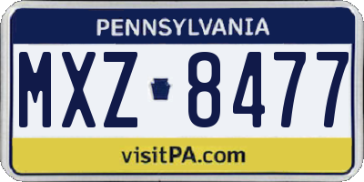 PA license plate MXZ8477