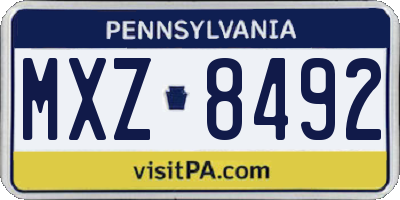 PA license plate MXZ8492