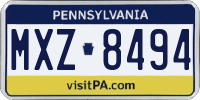 PA license plate MXZ8494
