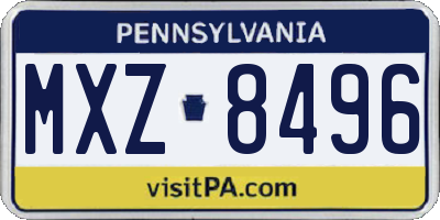 PA license plate MXZ8496