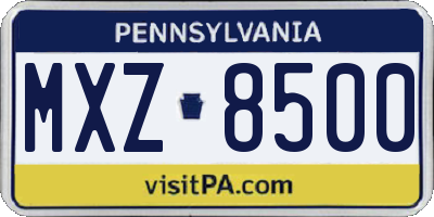 PA license plate MXZ8500