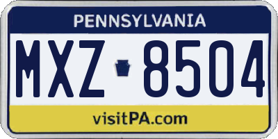 PA license plate MXZ8504