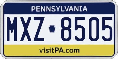 PA license plate MXZ8505