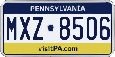 PA license plate MXZ8506