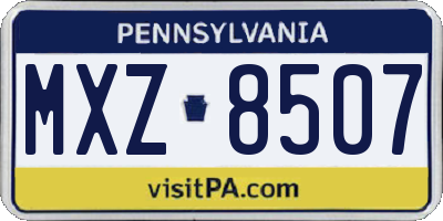 PA license plate MXZ8507