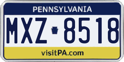 PA license plate MXZ8518