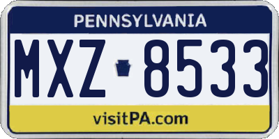 PA license plate MXZ8533