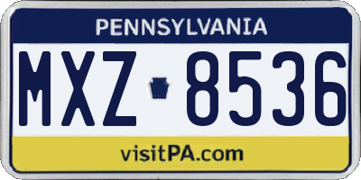 PA license plate MXZ8536