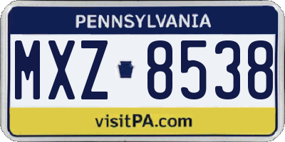 PA license plate MXZ8538