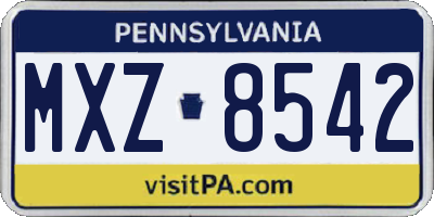 PA license plate MXZ8542