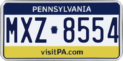 PA license plate MXZ8554