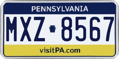 PA license plate MXZ8567