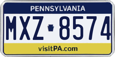 PA license plate MXZ8574