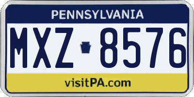 PA license plate MXZ8576