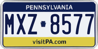 PA license plate MXZ8577
