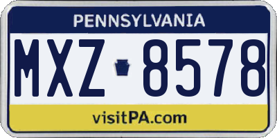 PA license plate MXZ8578