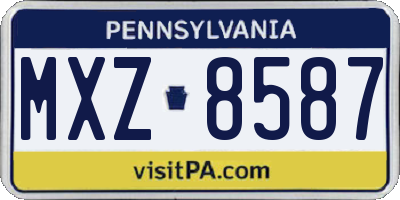 PA license plate MXZ8587