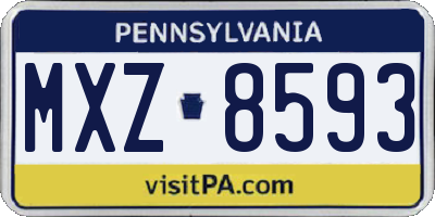 PA license plate MXZ8593