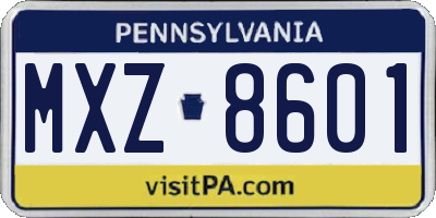 PA license plate MXZ8601
