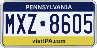 PA license plate MXZ8605