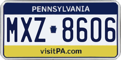 PA license plate MXZ8606
