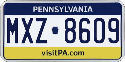 PA license plate MXZ8609