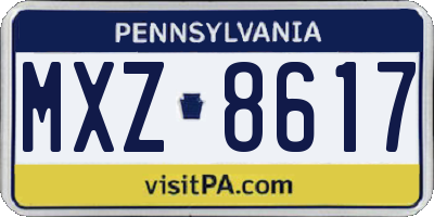 PA license plate MXZ8617