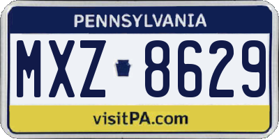 PA license plate MXZ8629