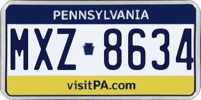 PA license plate MXZ8634
