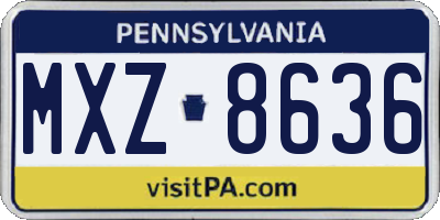 PA license plate MXZ8636