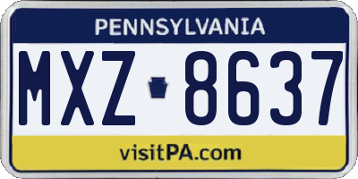 PA license plate MXZ8637